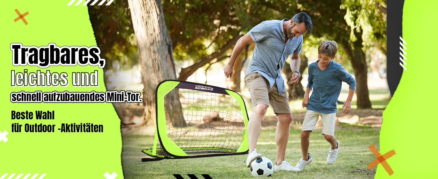 Дитячі ворота для футболу Bayinbulak Mini Pop-Up, 3.3' x 2.3', неоновий лайм