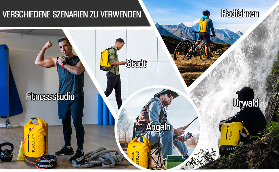 Чорний рюкзак Blackace Arteesol водовідштовхуючий, Dry Bag 20L, 40L, 45L - для каякінгу, кану, кемпінгу, трекінгу, походів, вітрильного спорту та інших водних видів спорту (Жовтий, 45L)