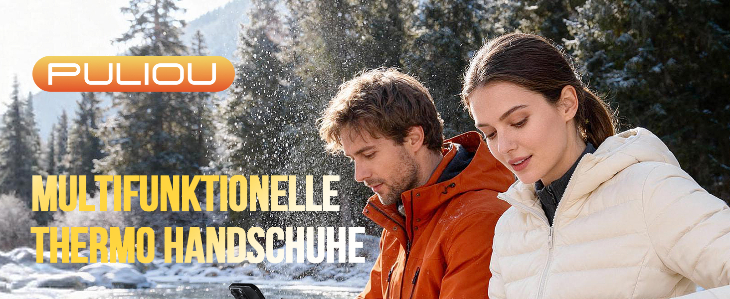 Рукавички PULIOU для чоловіків та жінок, зимові термо-рукавички для велосипеда, тепла зимова модель, вітронепроникні, з підтримкою сенсорного екрану, спортивні рукавички для бігу, їзди на велосипеді, альпінізму, чорного кольору