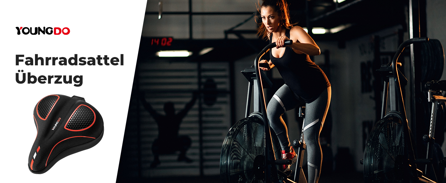 Покриття для велосипедного сидіння YOUNGDO, ергономічний гелевий чохол, м'яка та комфортна підставка для сидіння велосипеда з дощовим захистом, для жінок та чоловіків (червоний, широкий)