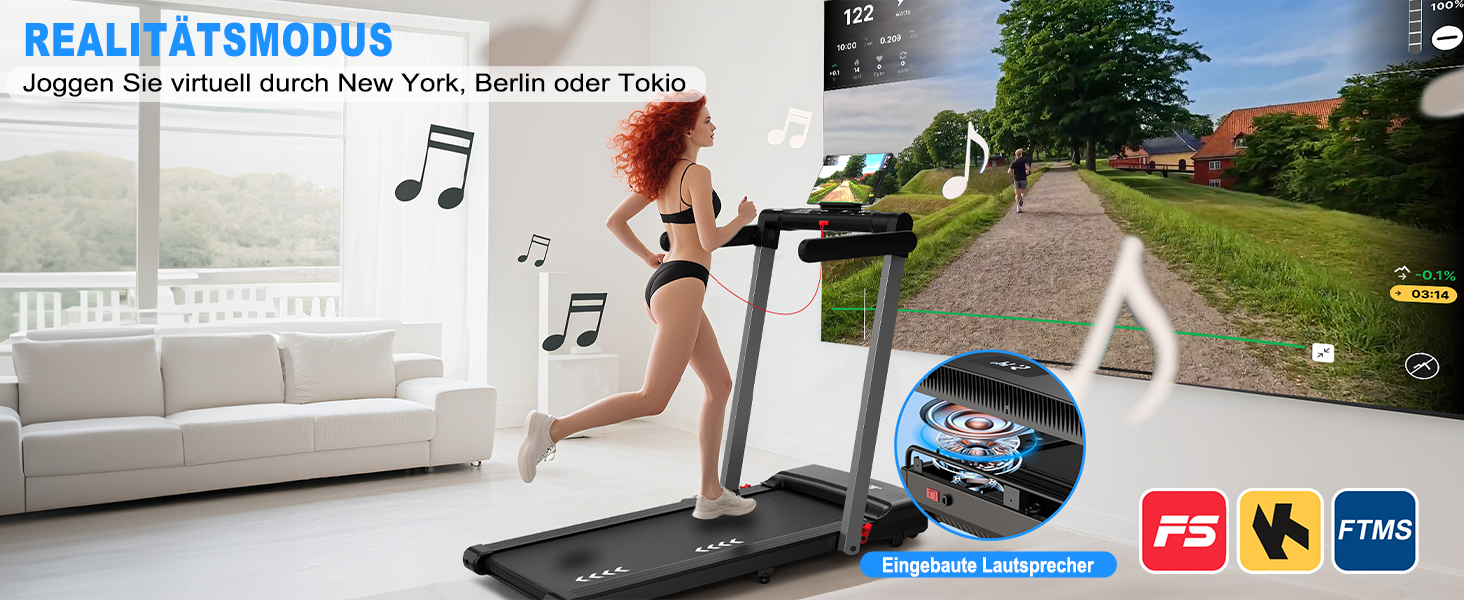 Бігова доріжка Laufband для дому складана з мотором 3.0 к.с., 1-12 км/год, 12 програм, Bluetooth, LED-дисплей, для офісу та фітнесу, макс. 12 км/год