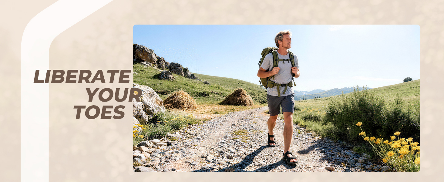 Чоловічі сандалі FitVille Wide для трекінгу та активного відпочинку, шкіра, чорні, 47 EU, з липучкою для широкої ноги