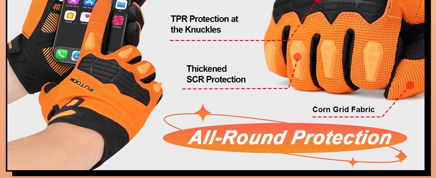 Рукавички для гірського велосипеда KUTOOK: захист долоні, сенсорний екран, дихаючі, зелені, XL