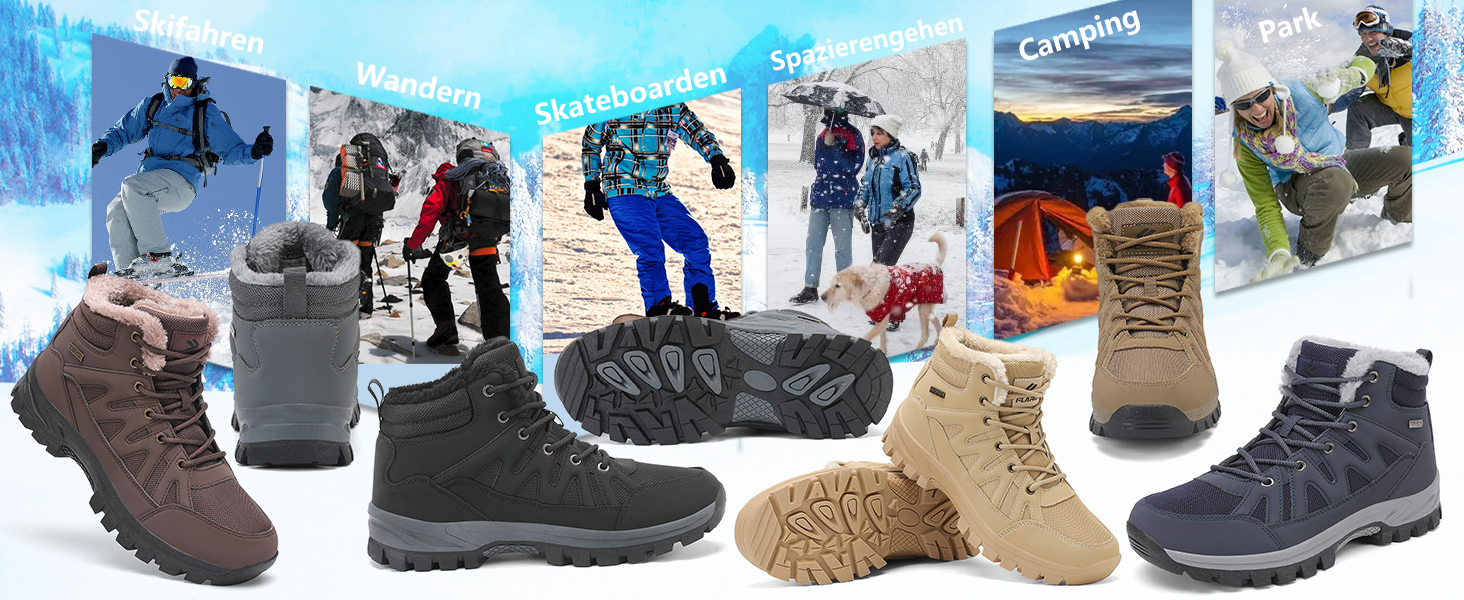 Чоловічі зимові черевики FLARUT: теплі, водонепроникні, для хайкінгу та трекінгу, сірі, 46 EU