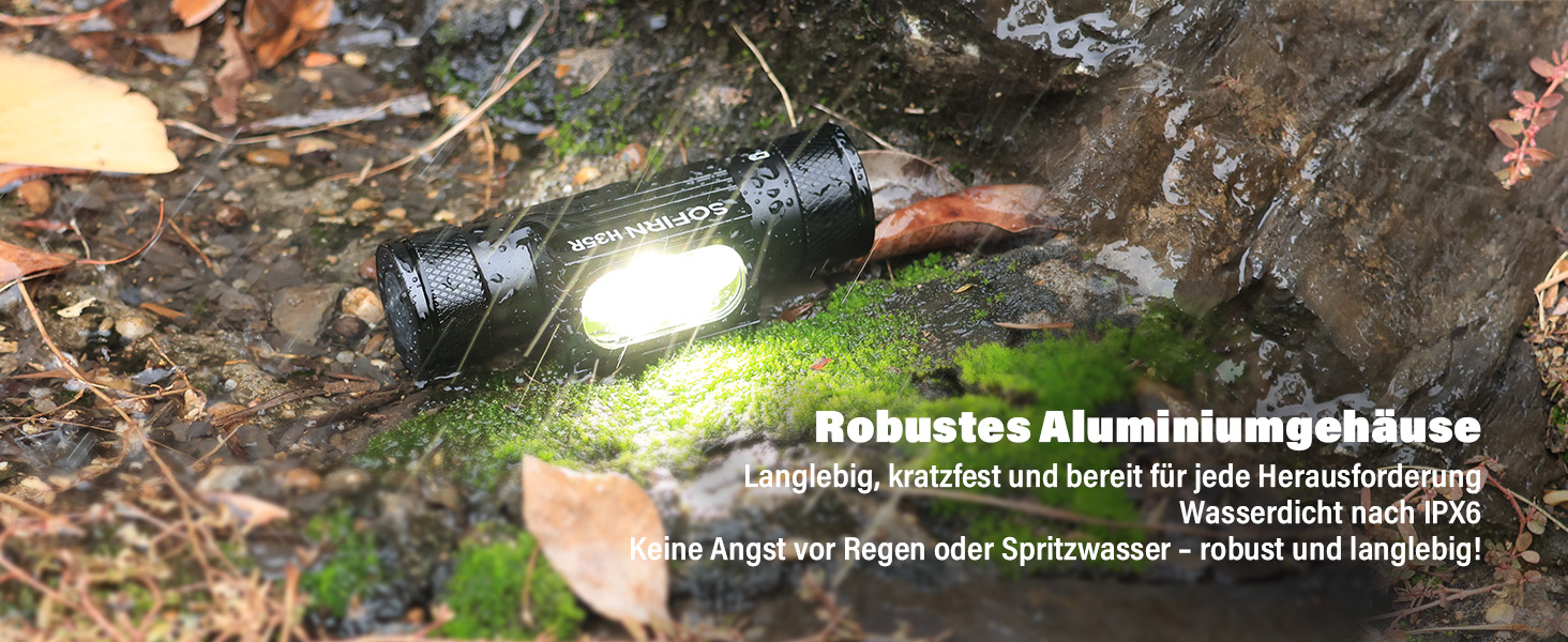 Налобний ліхтар Sofirn H35R з LED та червоним світлом 660nm, 1500 люмен, 10 режимів, водонепроникний IP68, для бігу, риболовлі та інших активностей