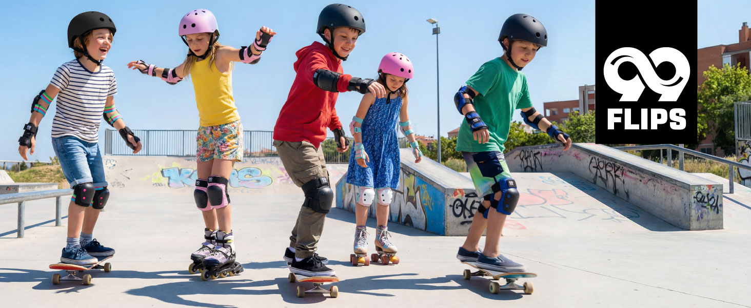 Захист для колін та ліктів 99FLIPS для дітей 3-8 років, рожевий (Candy PINK) - комплект для роликів, скейтборду, самокату (XS)