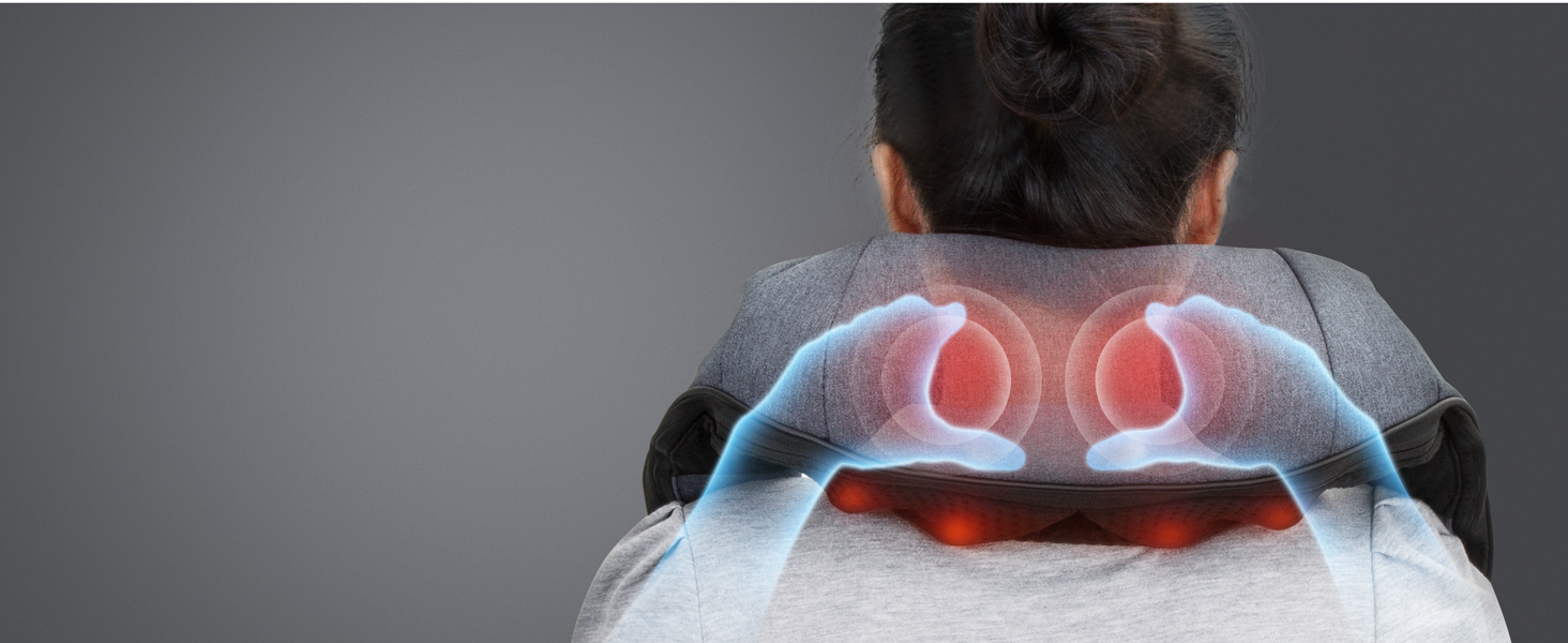 VOYOR HEALTH масажер для шиї з підігрівом, 4D шиацу масажер глибоких тканин для зняття болю у м'язах шиї, спини, плечей, для дому, офісу, авто, модель PJ200