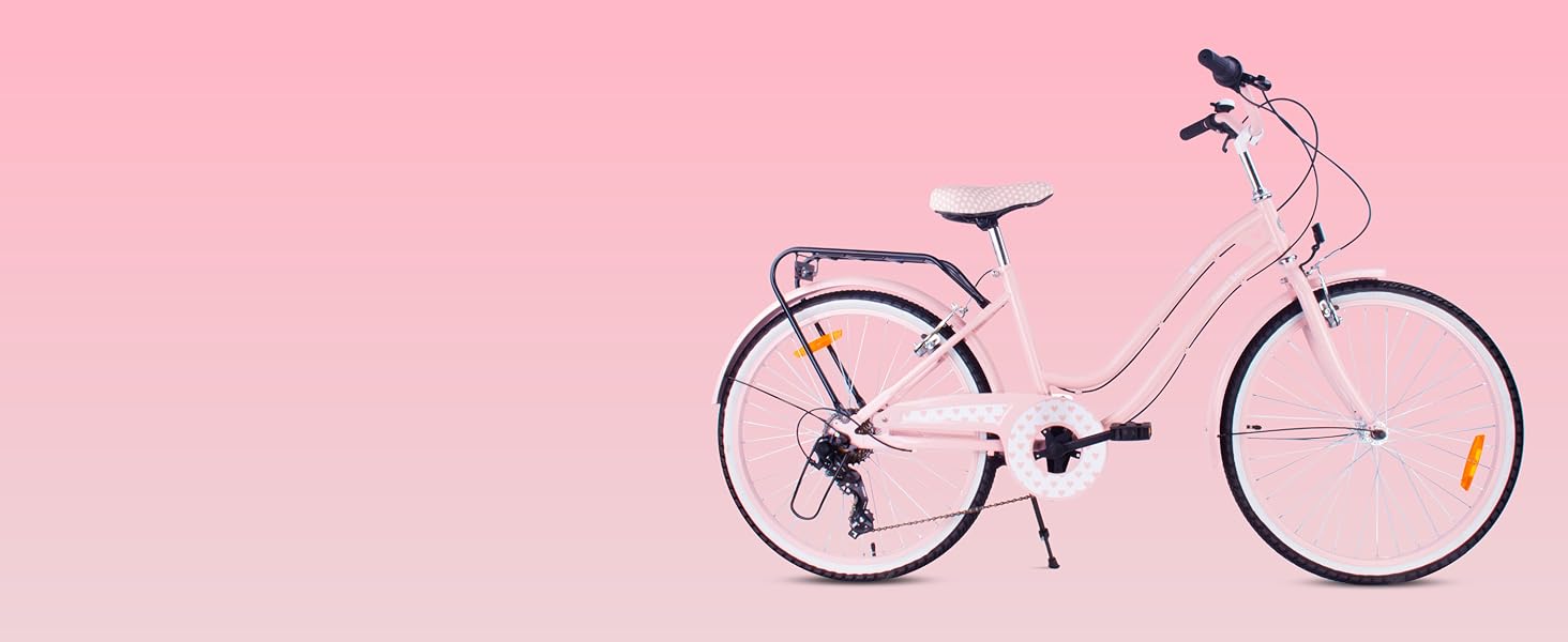 Дівчача дитяча велосипед Sun Baby 20 дюймів, серце, 6 швидкостей Shimano, для дівчаток 6-10 років, білий/золотий