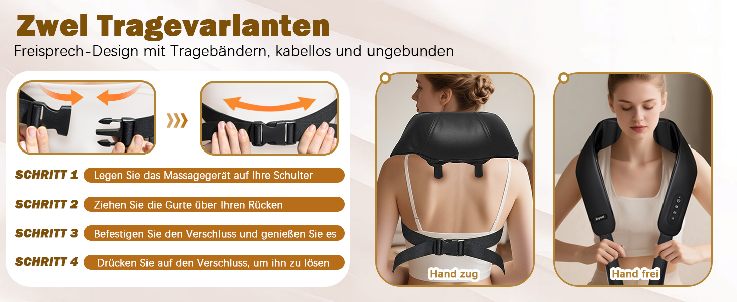 Масажер для шиї та спини Joyset Shiatsu 4D з підігрівом, бездротовий, для зняття болю та розслаблення м'язів. Подарунок для жінок та чоловіків