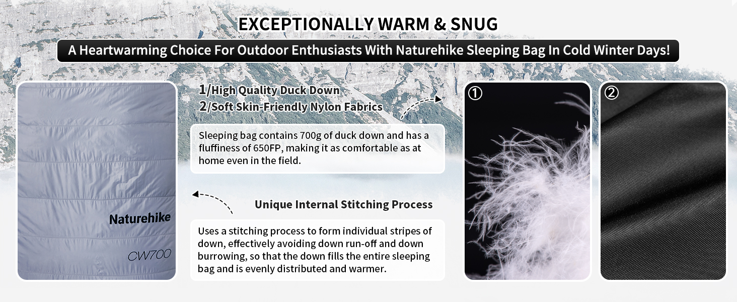 Спальний мішок Naturehike 750FP, 4 сезони, теплий зимовий, ультралегкий, для кемпінгу (CW700/Сірий/L)
