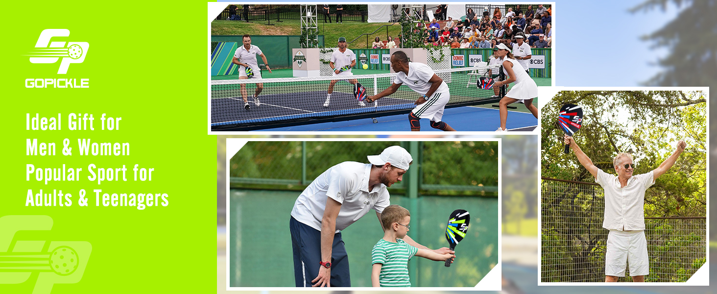 Набір GoPickleball Pickleball 4 дерев'яні весла, 4 м'ячі, сумка, чорна