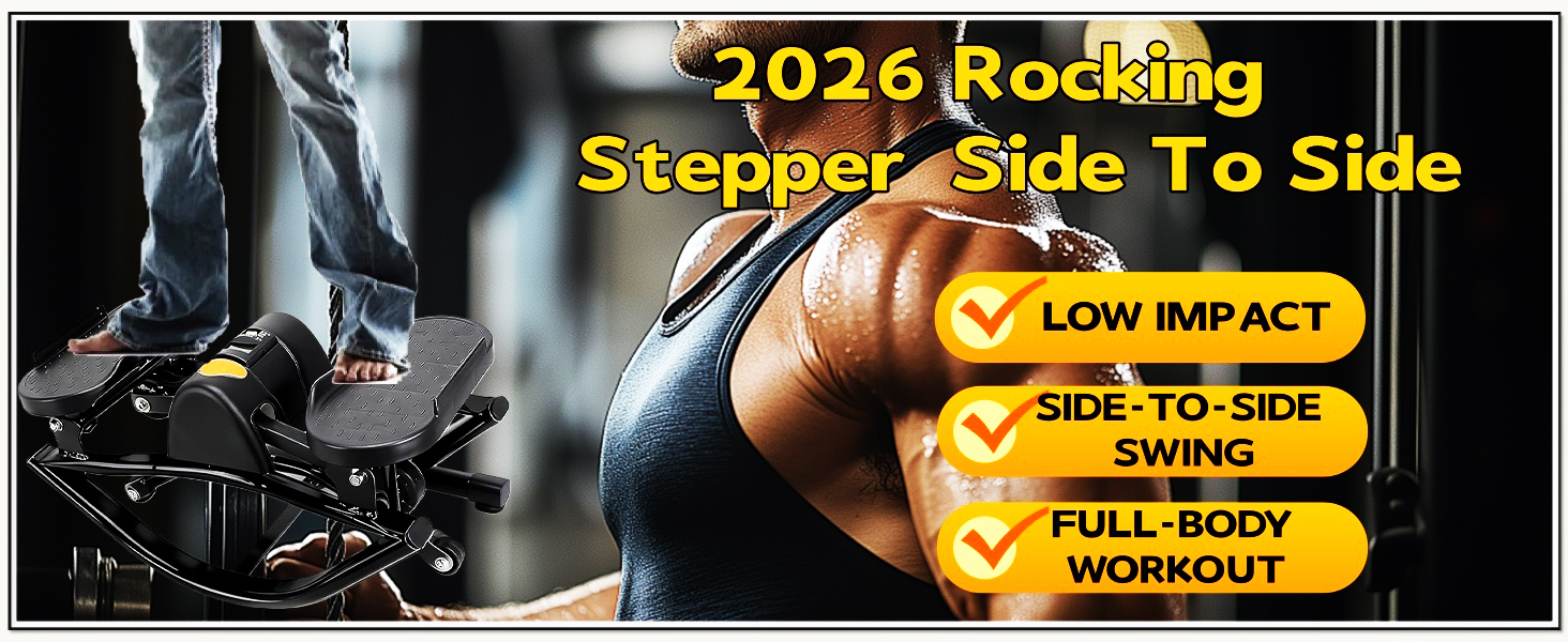 Тренажер-степпер Rock Stepper Swing Stepper для дому з еластичними стрічками та LED-дисплеєм, фітнес-степпер для ніг та суглобів, рожевий