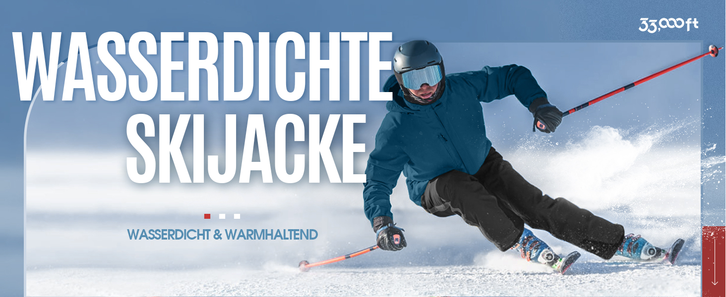 Чоловіча лижна куртка 33000ft: водонепроникна, вітрозахисна, тепла, функціональна, для сноуборду та лиж, чорного кольору