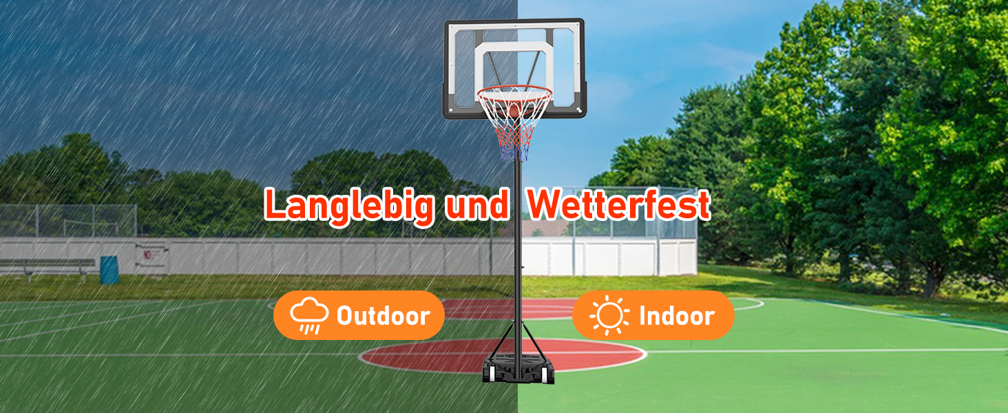 Баскетбольний кошик для вулиці, дитячий, регульована висота 150-210 см, стійка з міцною задня стінкою 80x60 см, збільшена база та колеса, чорний