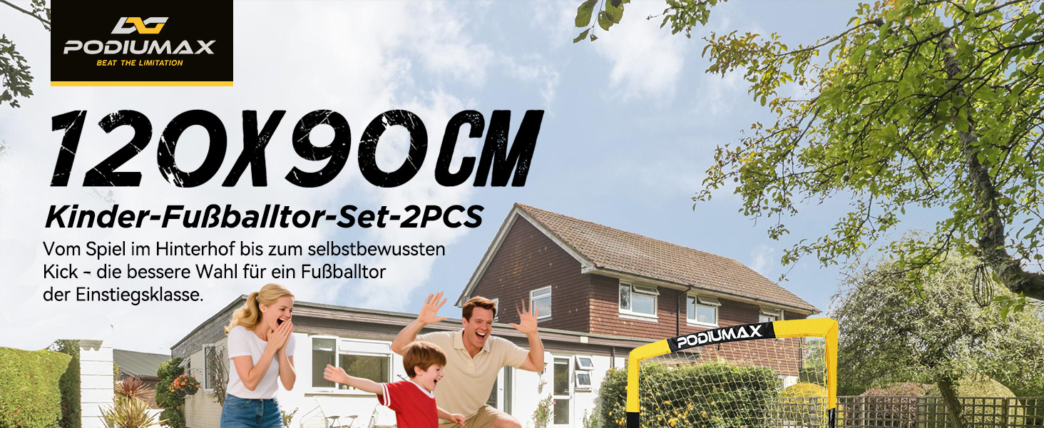 Дитячі футбольні ворота PodiuMax 2-в-1 з сумкою для перенесення, 130x90x90 см, жовті