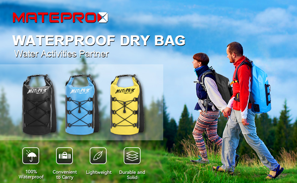 Водонепроникний мішок MATEPROX Dry Bag 5L/10L/20L з ролверхуванням - міцний та довговічний. Ідеально для плавання, катання на човні, рафтингу та кемпінгу. Кольори: блакитний 20L