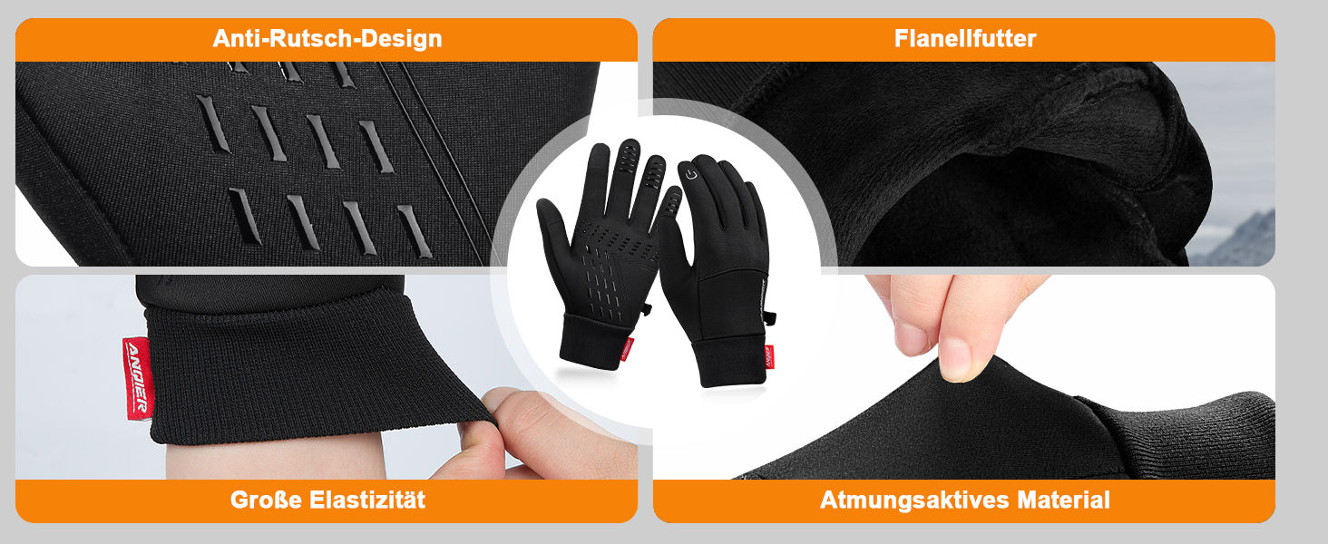 Велосипедні рукавички Anqier для чоловіків та жінок. Зимові рукавички для їзди на велосипеді, теплі, водонепроникні, з сенсорним екраном, спортивні, з антиковзким покриттям.