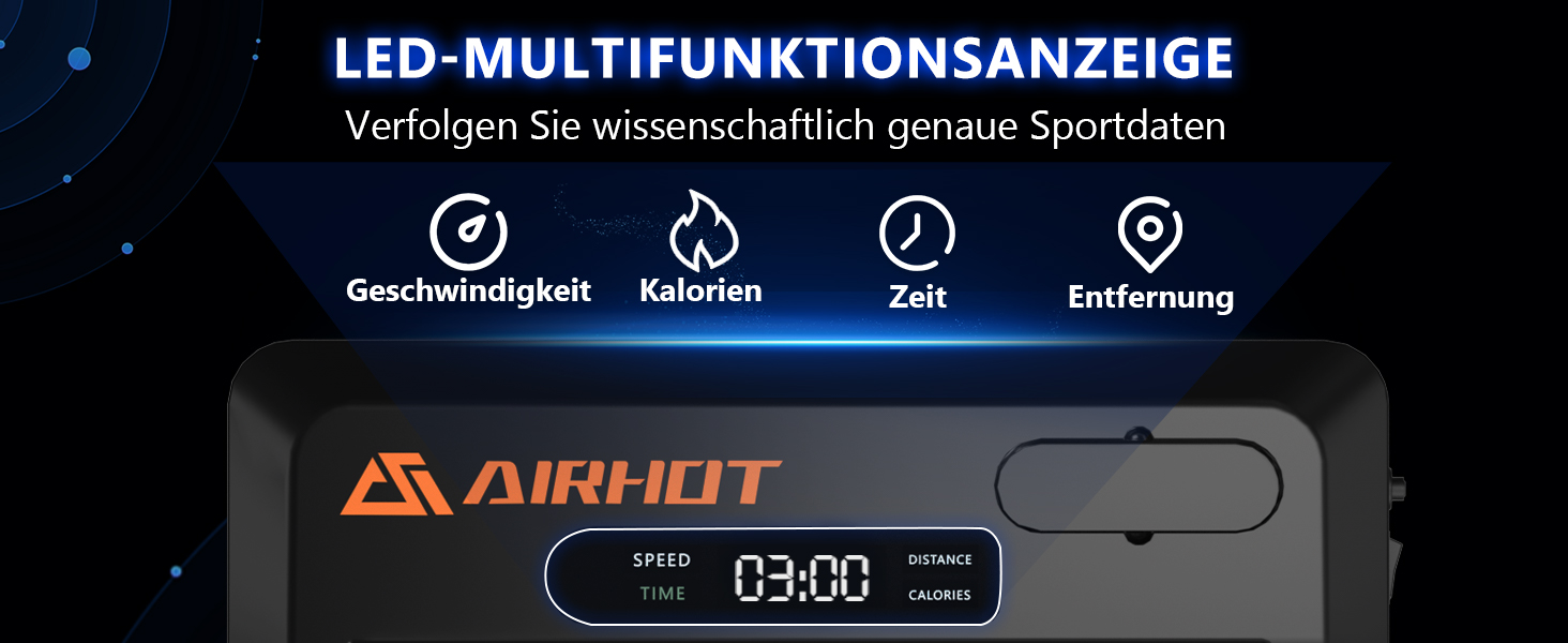 Бігова доріжка для дому, Килимок для ходьби AIRHOT, портативна бігова доріжка з ремінцем дистанційного керування для дому/офісу, настільна бігова доріжка з низьким рівнем шуму 2.5 к.с. зі світлодіодним дисплеєм чорний