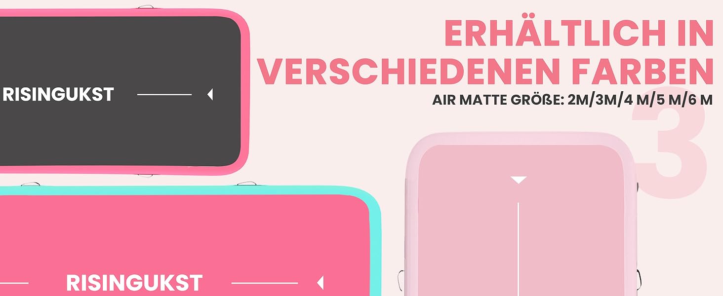 Надувна гімнастична килимок Air Matte Track - 500x100x20 см, зелено-рожевий (з насосом)