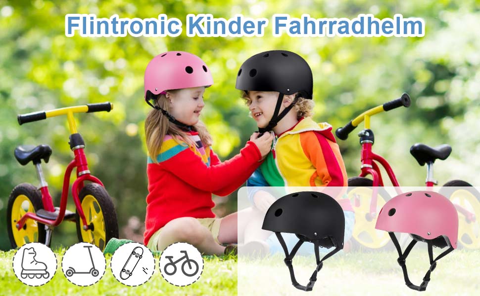 Дитячий велосипедний шолом Flintronic, 2-13 років, захисний комплект, для скейтборду, роликів, самокату, спорту, велосипеда (S 48-54см/2-8 років, блакитний)