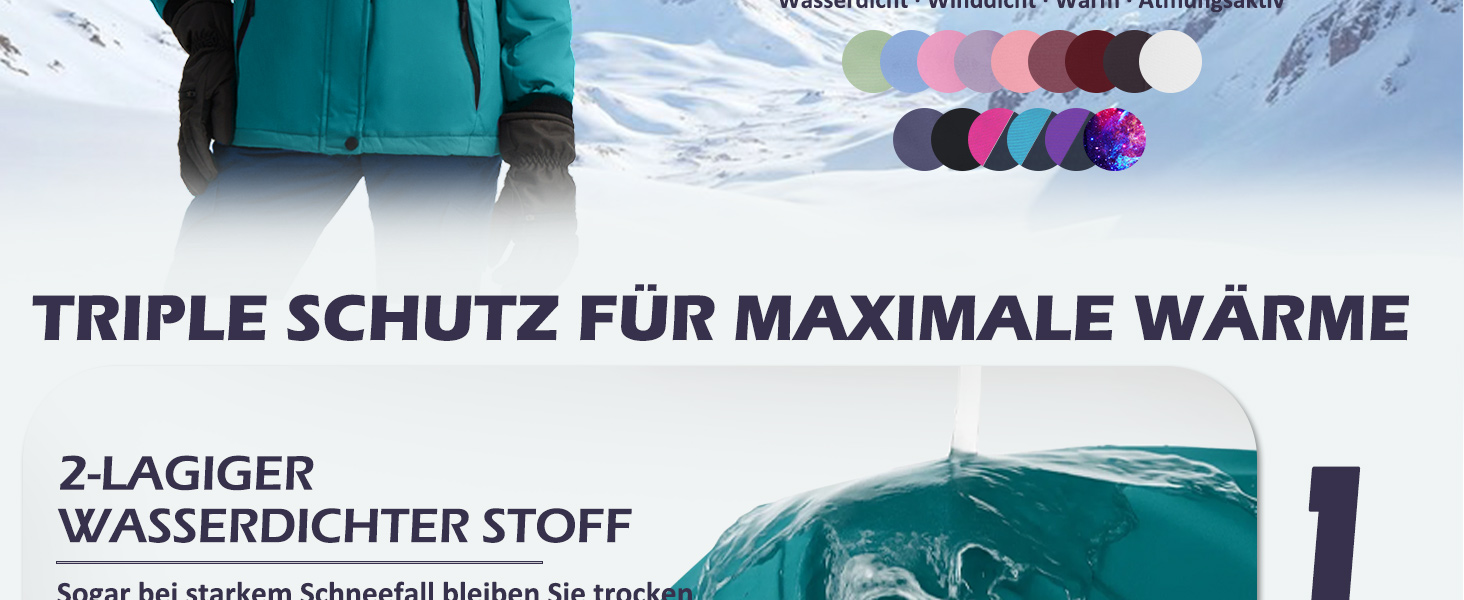 Жіноча водонепроникна гірськолижна куртка GEMYSE з флісовою підкладкою та капюшоном, для активного відпочинку, кольору смарагдова блакить (L)