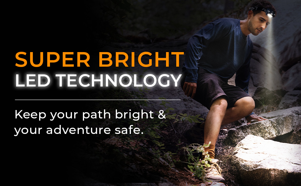 Foxelli LED налобний ліхтар – для дорослих та дітей, біг, кемпінг, піші прогулянки, налобний ліхтар з білим та червоним світлом, легка водонепроникна кофта, зручний наголовник, 3 AAA-батарейки в комплекті (2 шт), чорний