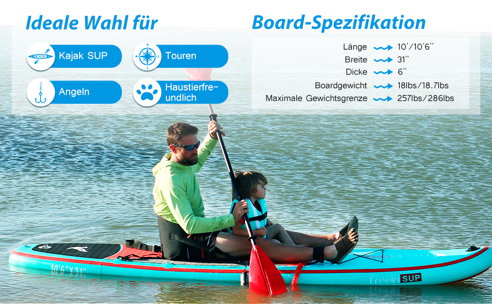 Надувний SUP Борд Freein з сидінням для каяка, 305x84x15 см, 10'6, аксесуари для SUP та каякінгу