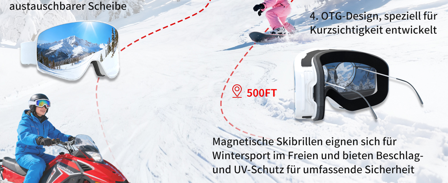 Скі-маска VCOROS з змінним склом, унісекс, захист від УФ, проти запотівання, срібно-білий колір + лінза (VLT13%)