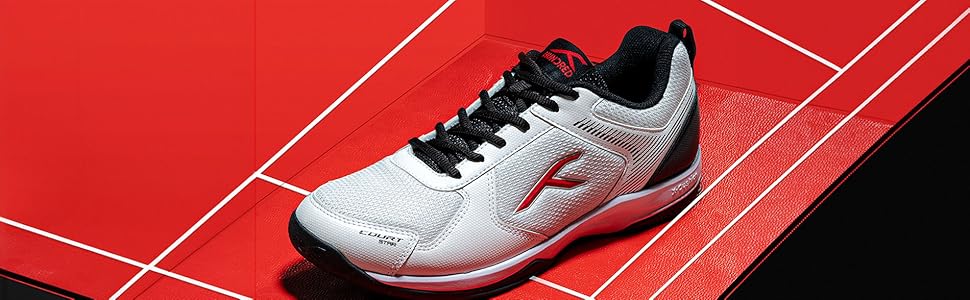 Професійне бадмінтонне взуття Hundred Court Star для чоловіків, чорно-червоне, 44 EU, не залишає слідів