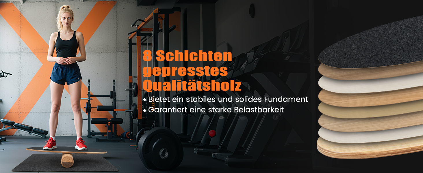 Дерев'яна баланс-дошка COSTWAY для дому: тренажер рівноваги, баланс-борд з пробковою кулею, 8 шарів високоякісної деревини, чорний колір