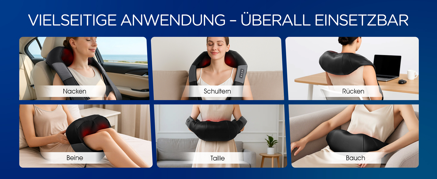 Масажер для шиї та плечей VOYOR-HEALTH PJ100 з інфрачервоним підігрівом, 4D Shiatsu масаж для спини та попереку, універсальний для дому, авто та офісу, чорний