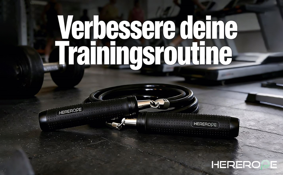 Скакалка з утяжеленням Hererope, 11 мм сталевий трос, металеві ручки, регульована довжина, для тренувань та фітнесу, чорний