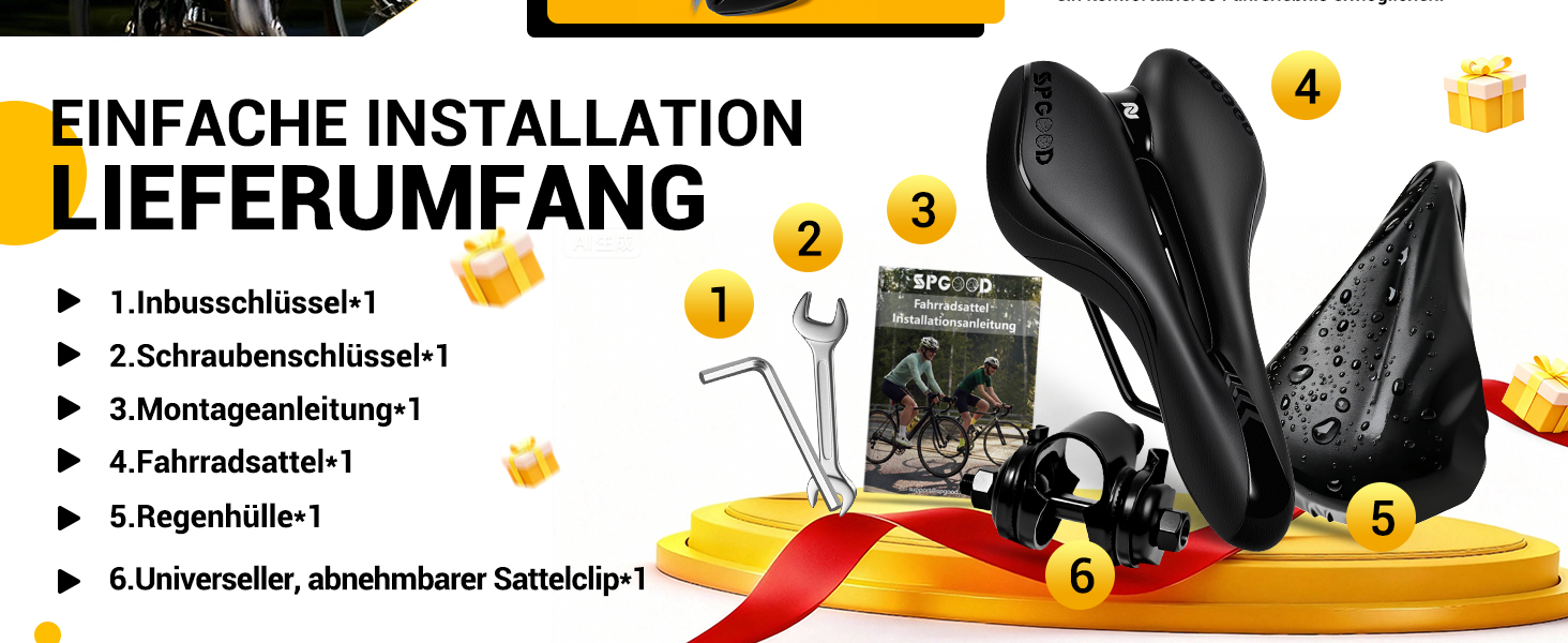 Зручний велосипедний сідло для чоловіків та жінок: широке, м'яке, гелеве, ергономічне. Підходить для MTB, Trekking, шосе, велотренажера, E-Bike. 27x16 см