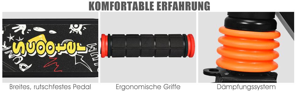 GOPLUS Roller Kinder 8 років: міський тредролер для дітей, підлітків та дорослих (до 100 кг), регульована висота, складний, з гальмом та ременем (білий)