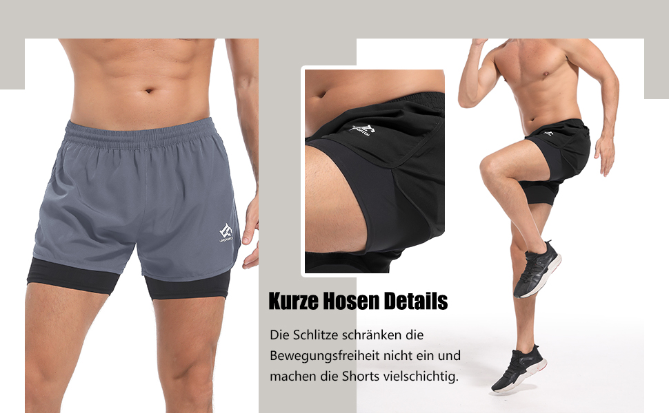 Чоловічі бігові шорти 2 в 1, спортивні шорти для занять у залі, на вулиці, для марафону, тренувань. З вбудованою кишенею та петлею для рушника. Чорний колір, розмір L