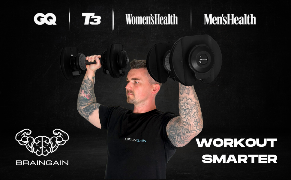 Регульовані гантелі BRAINGAIN, 15-17 кг, Smart-Click, антиковзний грип, 2 шт. по 24 кг