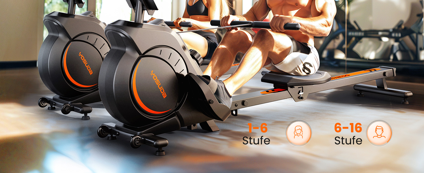 YOSUDA 02-Magnetic Pro: Гребний тренажер для дому, ультратихий, з магнітним опором, 16 рівнів, LCD-дисплей, компактний, до 160 кг