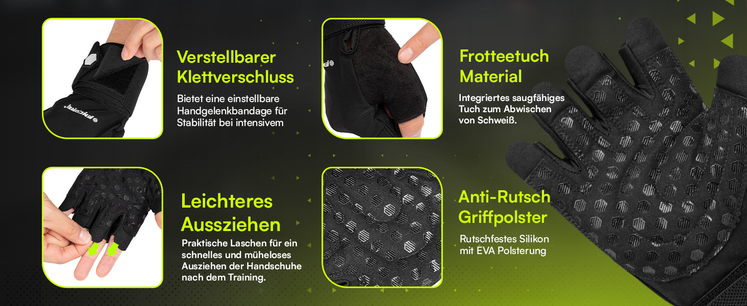 Рукавички для фітнесу Encore Grips® для чоловіків та жінок - тренувальні рукавички з підтримкою зап'ястя для силових тренувань, спортзал, бодібілдинг, велоспорт, тренування