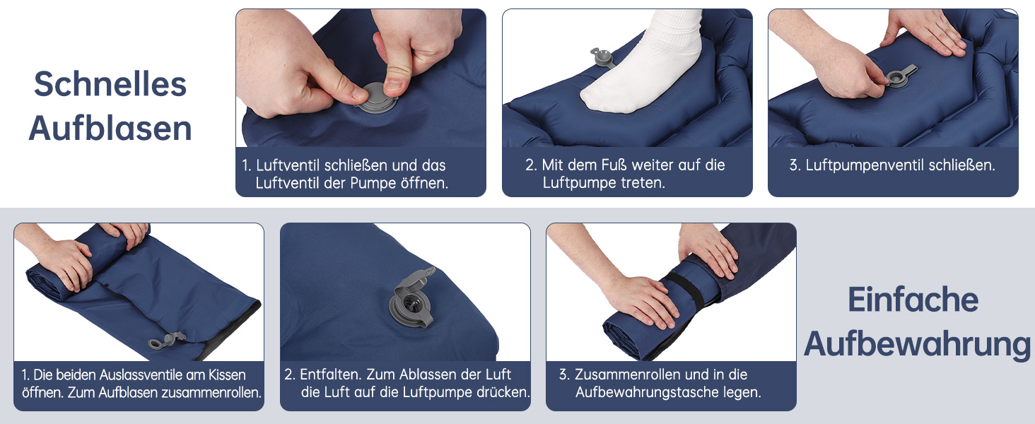 Килимок для кемпінгу Hausprofi Isomatte: ультралегкий надувний матрац з насосом та подушкою для відпочинку на природі