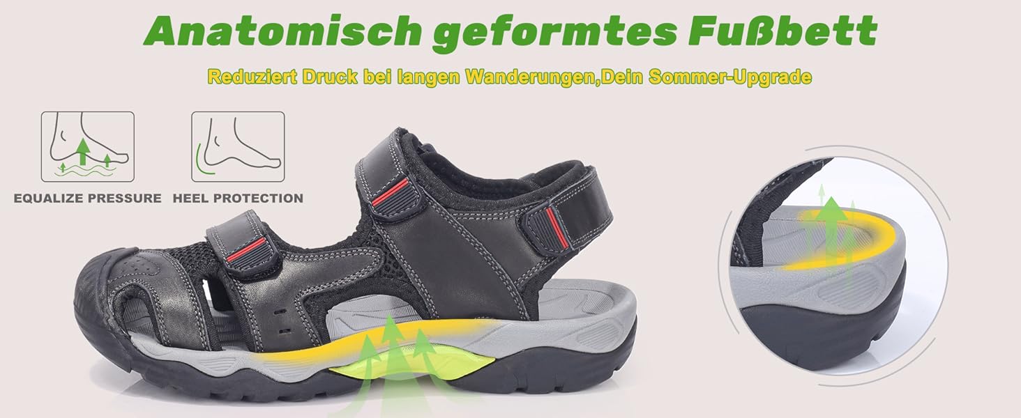 Чоловічі спортивні сандалії VisionReast для хайкінгу та активного відпочинку. Чорні сандалі для туризму та подорожей, 41 EU, з клямкою.