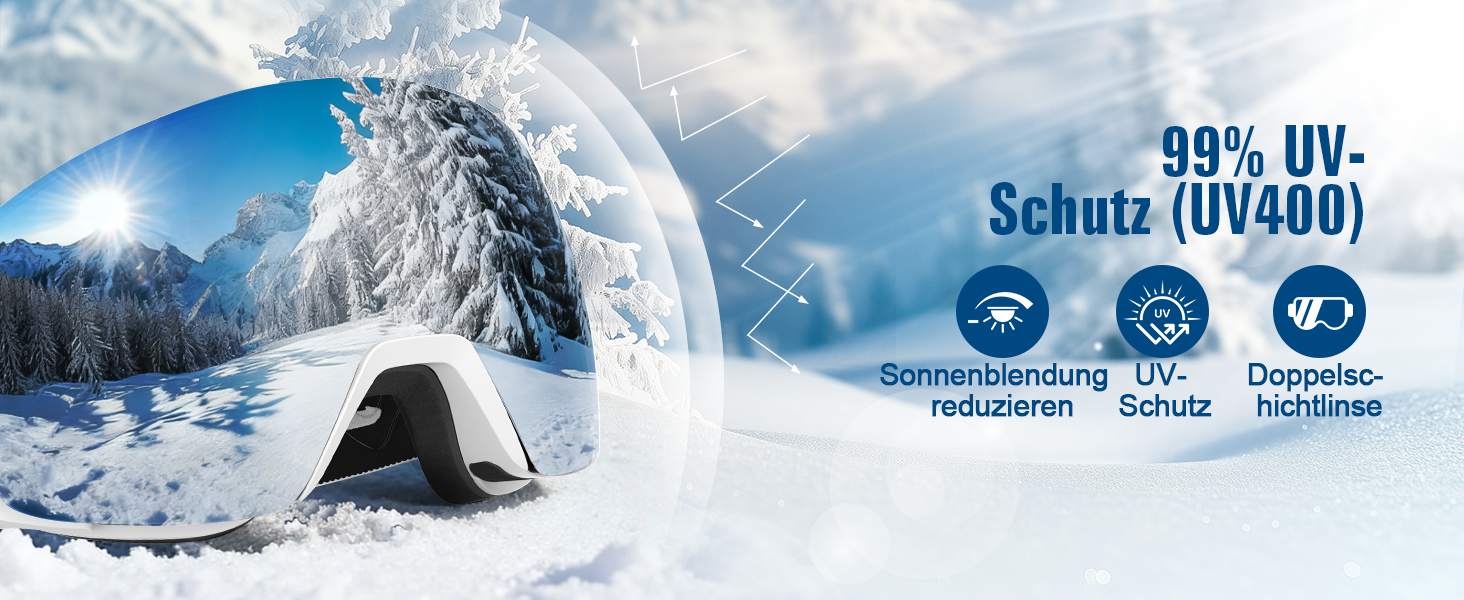 Скі-маска Suoso OTG для чоловіків та жінок - скі-окуляри з UV-захистом, антизапітніння, сумісні з шоломом, чорно-синій