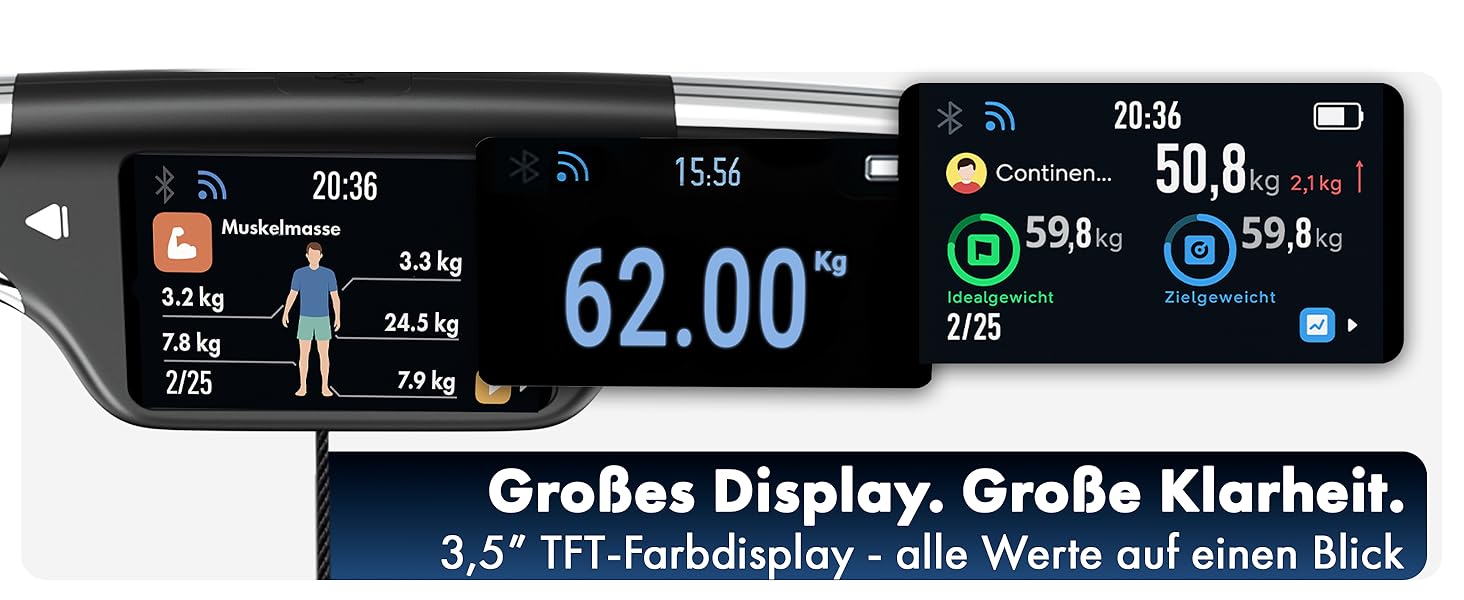 Інтелектуальна вага з аналізом складу тіла - WiFi та Bluetooth, TFT LCD дисплей, вимірювання жиру, м'язової маси, крокомір, акумулятор 800 mAh, сенсори для аналізу тіла