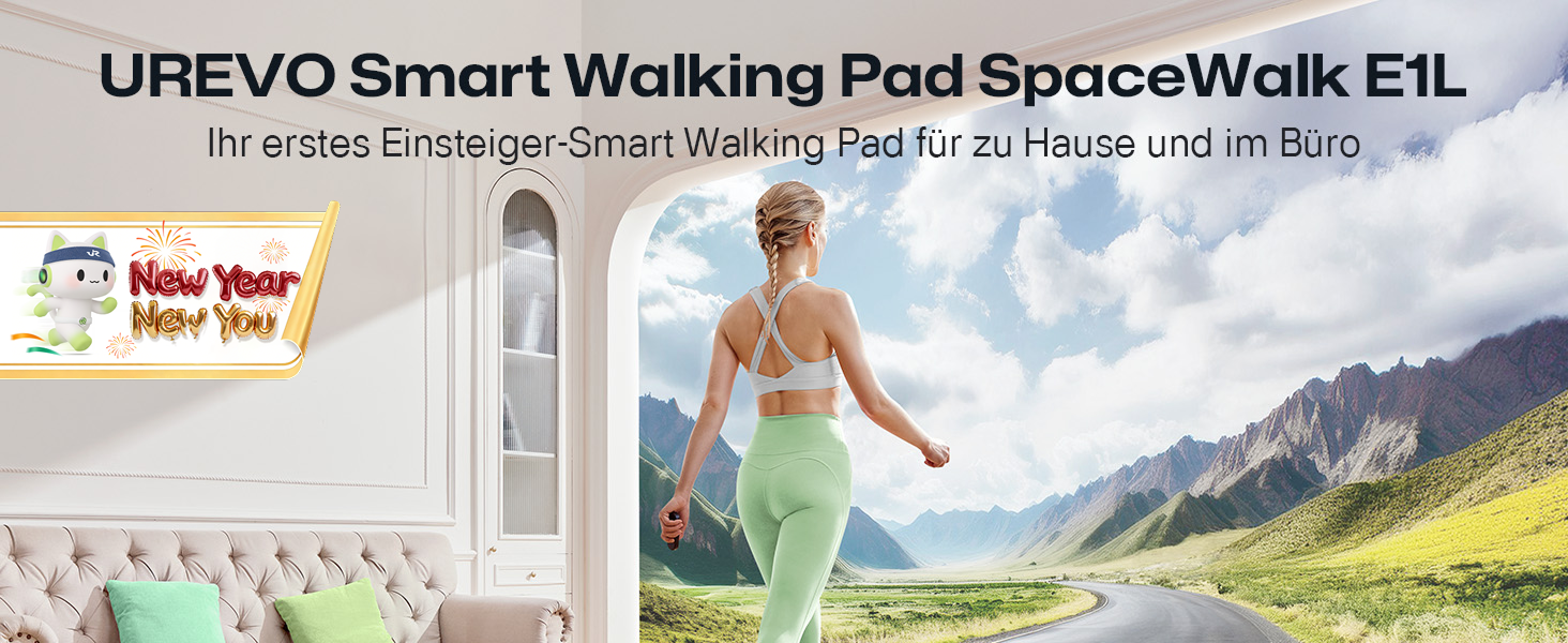 UREVO Smart Walking Pad - компактне тихе бігове полотно з амортизацією, фітнес-додаток, для дому/офісу, 2.5 PS, чорний [107T x 49B]