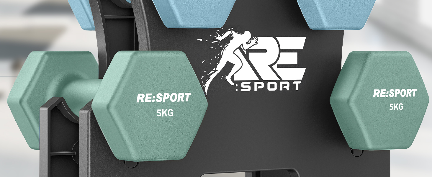 Набір гантелей Hantel-Set: 1 кг - 5 кг, 12 кг або 18 кг зі стійкою та 3 еластичні стрічки. Нековзкі неопренові гантелі для жінок та чоловіків. Кольори: пурпурний, туманно-сірий, чорний (18 кг)