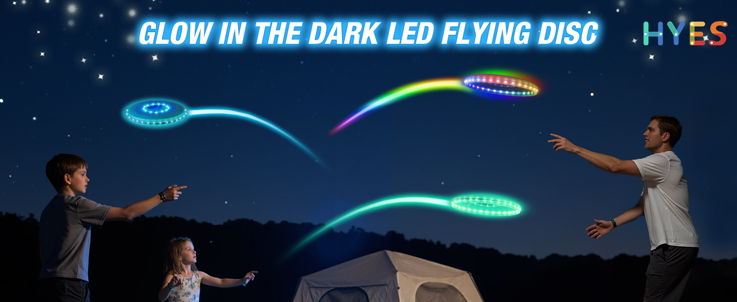 Літаючий кільце HYES 2 шт. з LED підсвіткою для дітей, 45 світлодіодів, 14 режимів, акумуляторне, 25.5 см + 20 см, біле