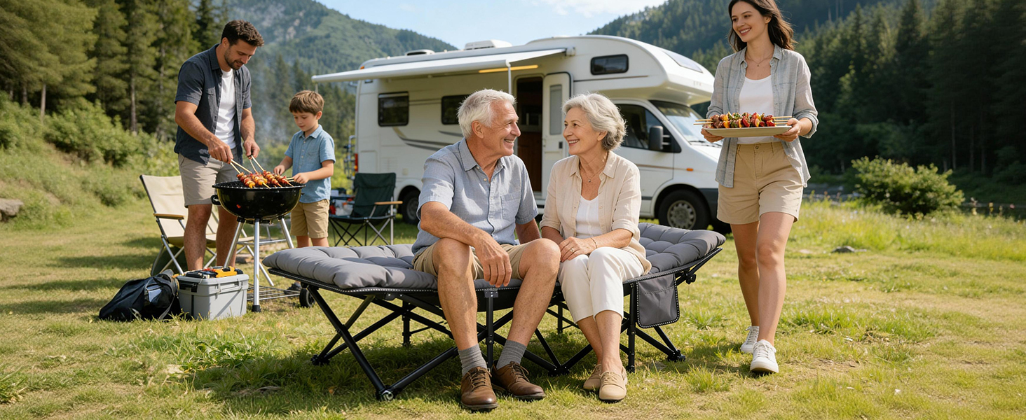 Розкладне ліжко Sekey для кемпінгу XXL, 190 x 71 x 35 см: міцний каркас зі сталі, якісна тканина Oxford, з матрацом, ідеально для гостей, кемпінгу та саду