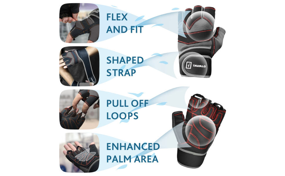 Рукавички для фітнесу та тренувань чоловічі Fitnesshandschuhe M (16-19 см) сіро-чорні з червоною строчкою - для силових тренувань, бодібілдингу, кросфіту, без AZO та фталатів