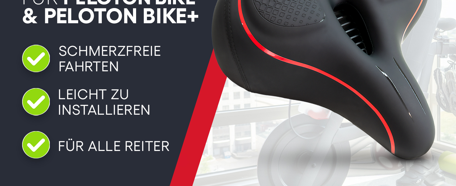 Замінний велосипедний сидіння TrubliFit для Peloton Bike & Bike+ (велике, для жінок та чоловіків, чорний/червоний)