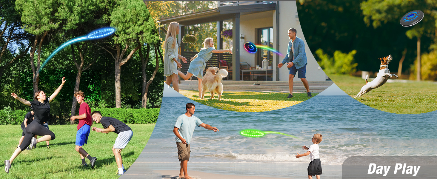 Літаючий кільце HYES 2 шт. з LED підсвіткою для дітей, 45 світлодіодів, 14 режимів, акумуляторне, 25.5 см + 20 см, біле