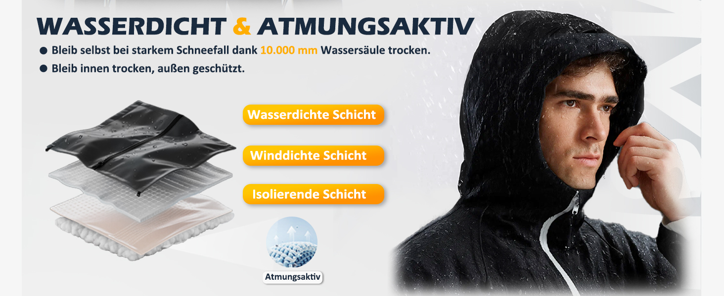 Чоловіча лижна куртка GEMYSE з інтегрованими лямками та капюшоном. Тепла зимова куртка, водонепроникна вітрозахисна куртка для сноубордингу та походів. Колір: хакі.